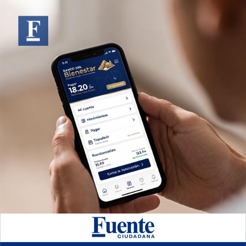 Pantalla de celular mostrando la aplicación del banco del binestar